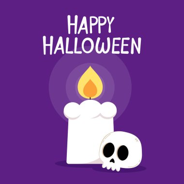 Mum çizgi film vektörü. Cadılar Bayramı 'nda mum. Cadılar Bayramı ögeleri vektörü.