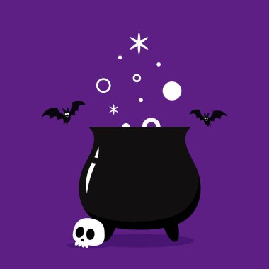 Cadılar bayramı cadı kasesi tasarımı, mutlu bayramlar ve korkunç temalı Vektör illüstrasyonu..