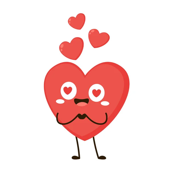 Κόκκινος Χαριτωμένος Χαρακτήρας Καρδιάς Ρομαντικό Επίπεδη Στυλ Εικονογράφηση Ημέρα Του — Διανυσματικό Αρχείο