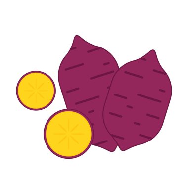 Kızarmış tatlı patates. Kızarmış patates logosu tasarımı. Japon Tatlı Patates.