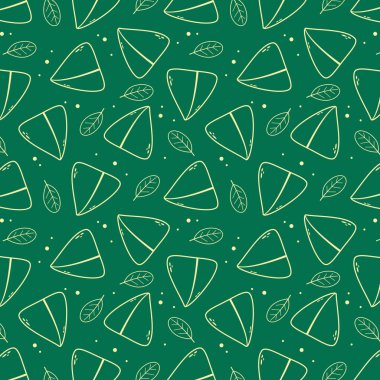 Samosa şablonu. Samosa, Hint usulü, lezzetli hamur işi vektör şablonu..