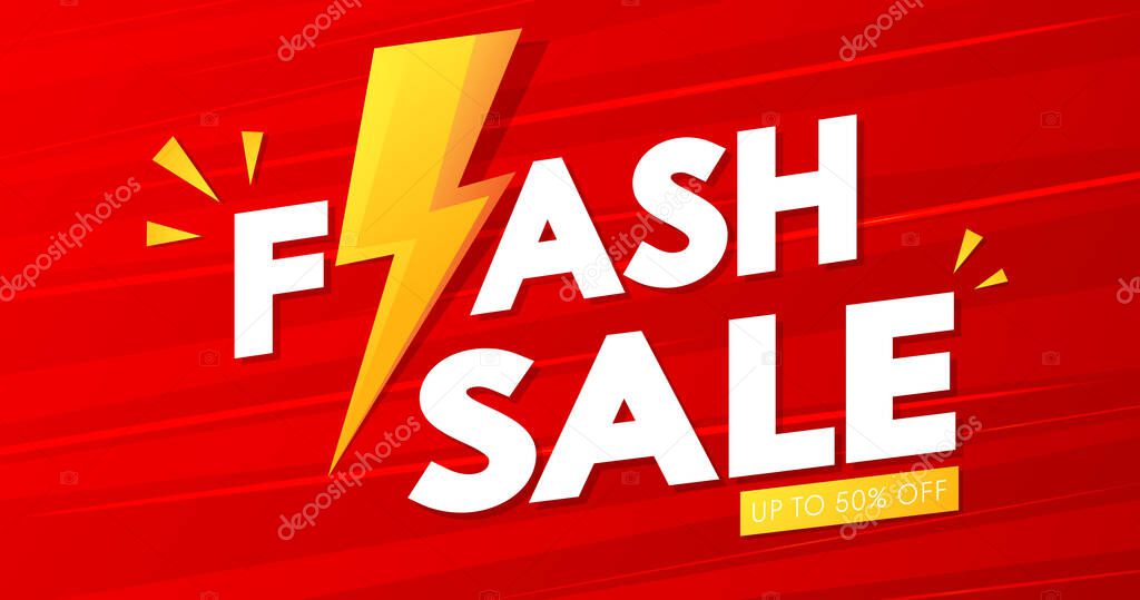 Flash sale banner design. Flash sale promo for bussiness. discount banner promotion template.