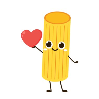 Makarna karakter tasarımı. Beyaz arka planda makarna. 