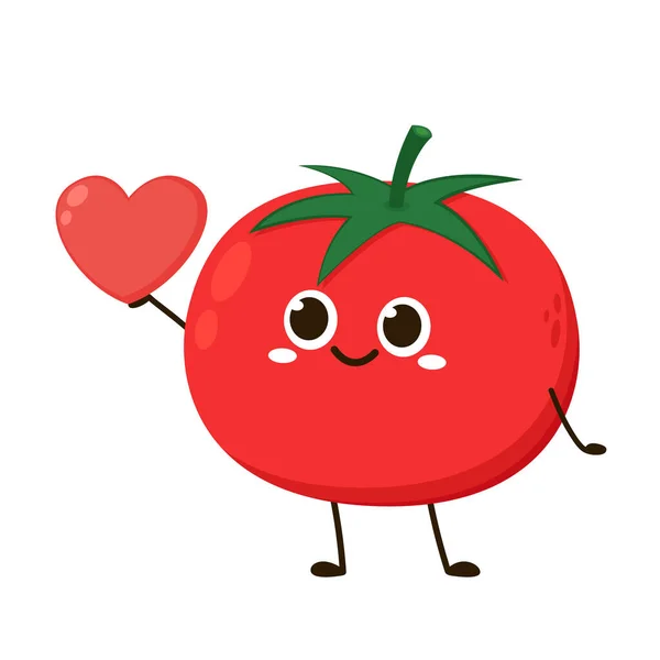 Cute Projekt Postaci Pomidora Szczęśliwej Ilustracji Wektora Warzyw Kreskówkowy Pomidor — Wektor stockowy