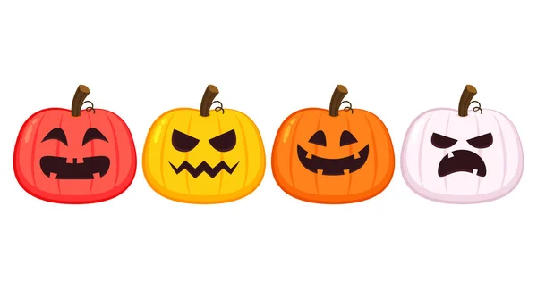 Pumpkin Head Set Cute Scary Halloween Pumpkin Monster Set Holidays — Image vectorielle