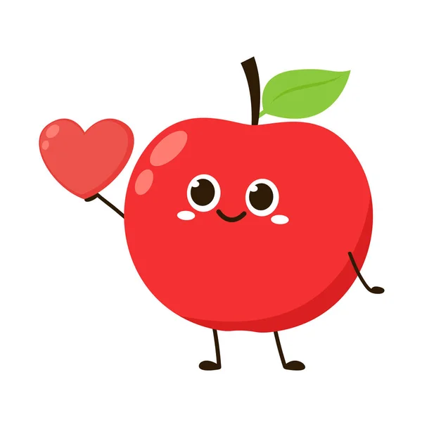 苹果卡通片快乐苹果果可爱人物吉祥物的设计 情人节的苹果卡通片 — 图库矢量图片