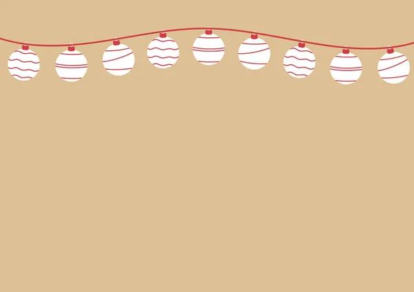 Bolas Natal Isoladas Fundo Marrom Cartão Postal Férias — Vetor de Stock