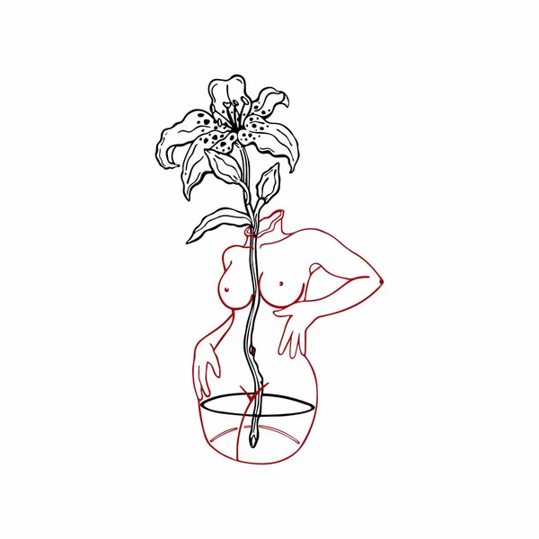 Векторна Ілюстрація Вази Формі Жіночого Тіла Квітка Вазі Жіноче Тіло — стоковий вектор