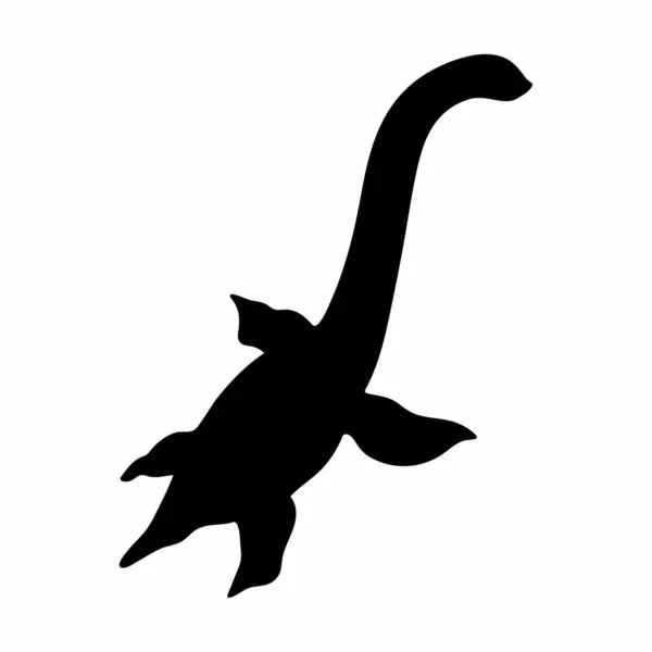 Silueta Ilustración Vectorial Forma Dinosaurio Aves Acuáticas Aislado Sobre Fondo — Vector de stock
