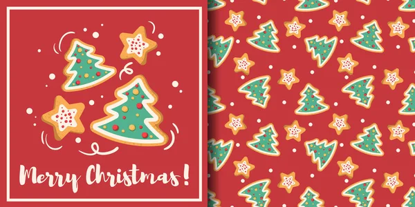 Weihnachtsfest Banner Mit Frohe Weihnachten Text Und Nahtlose Muster Von — Stockvektor