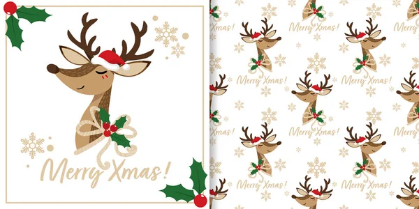 Χριστουγεννιάτικο Πανό Διακοπών Merry Xmas Κείμενο Και Αδιάλειπτη Μοτίβο Των Royalty Free Εικονογραφήσεις Αρχείου
