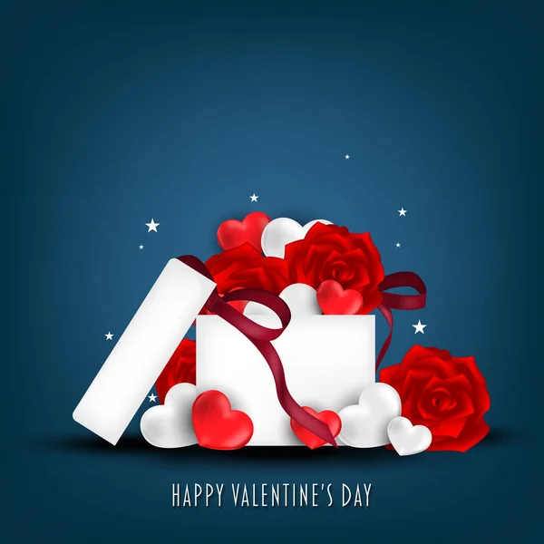 Valentine Day Background Many Red Hearts White Hearts Red Rose — Vettoriale Stock