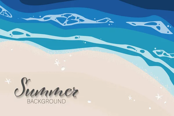 Summer Holiday Banner Background Sandy Beach Sea Vector Illustration — Vettoriale Stock