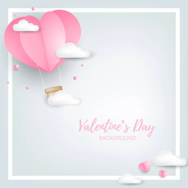 Día San Valentín Fondo Forma Corazón Globo Aire Caliente Con — Vector de stock