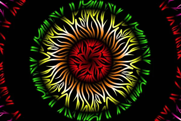 Seamless Colourful Caleidoscope Gradient Flower Leaf Art Pattern Indonesian Culture — 스톡 사진