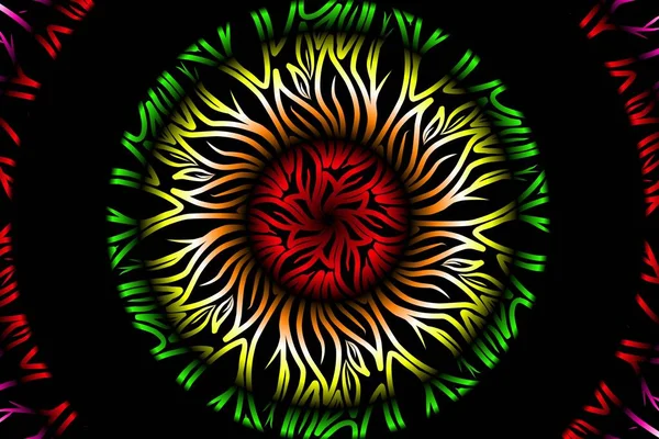 Seamless Colourful Caleidoscope Gradient Flower Leaf Art Pattern Indonesian Culture — Stok Foto