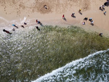 Baron Kukup Sepanjang Plajı 'nın panoramik güzelliği Gunung Kidul Regency, Yogyakarta Özel Bölgesi