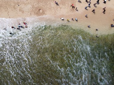 Baron Kukup Sepanjang Plajı 'nın panoramik güzelliği Gunung Kidul Regency, Yogyakarta Özel Bölgesi