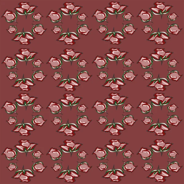 Красивая Картина Обоев Открыток Плакатов Тканей Розы Листья Стебли Узоры — стоковый вектор