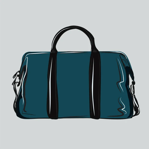 定番の藍染のベーシックトートバッグ 買い物だ 基本的なワードローブ バッグ 服のセット ベクトル分離画像 — ストックベクタ
