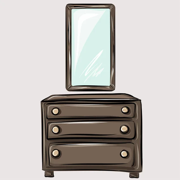 木箱抽屉和一个大镜子 整理房间里的东西 家庭生活 分离向量对象 — 图库矢量图片
