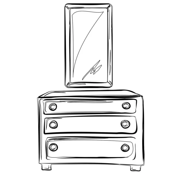 Cassettiera Legno Grande Specchio Organizzazione Immagazzinamento Cose Nella Casa Comfort — Vettoriale Stock