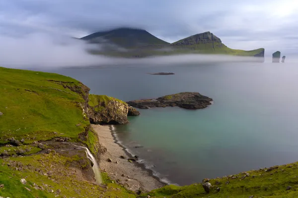 Paysages Mystiques Brumeux Sur Côte Île Vagar Îles Féroé — Photo