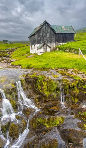 Das Charmante Dorf Oyndarfjordur Andefjord Insel Eysturoy Färöer — Stockfoto