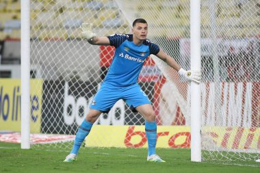 Rio de Janeiro, Brezilya, 19 Eylül 2021 Grmio kalecisi Gabriel Chapec Brezilya Maracan Stadyumu 'nda oynanan Flamengo x Grmio maçı sırasında.