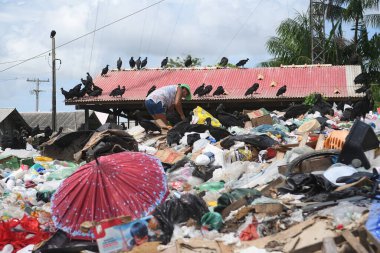 Afu, Brezilya, 11 Kasım 2021 Afu şehrinin açık hava çöplüğü, Maraj adası, Par eyaleti.