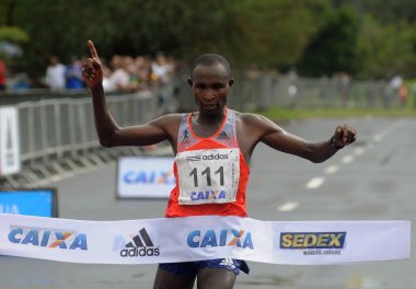 Rio de Janeiro, 18 Ağustos 2013. Kenyalı koşucu Nancy Kipron Rio de Janeiro Uluslararası Yarı Maratonu 'nu kazandı, Brezilya
