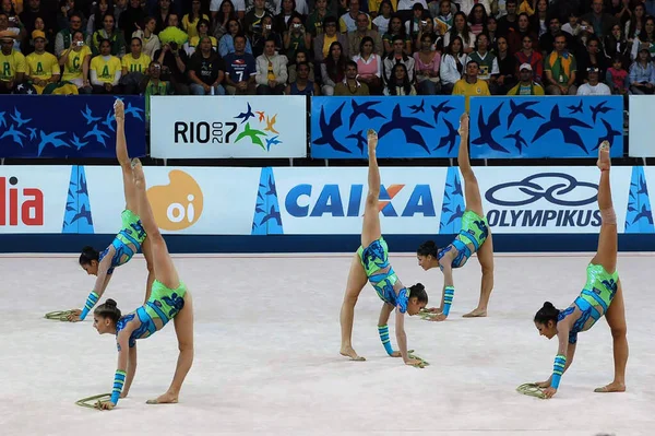 Сборная Бразилии Гандболу Время Соревнований Панамериканских Играх Городе Рио Жанейро — стоковое фото