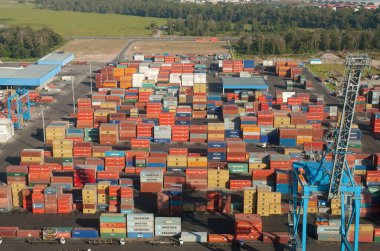 Rio Grande, Rio Grande do Sul, Brezilya, 17 Ağustos 2006- Rio Grande do Sul 'un güneyindeki konteynırların görüntüsü.