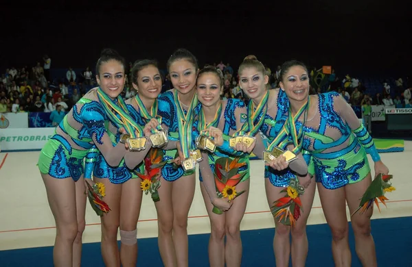 Rio Janeiro Brasil Julho 2007 Equipe Brasileira Ginástica Rítmica Durante — Fotografia de Stock