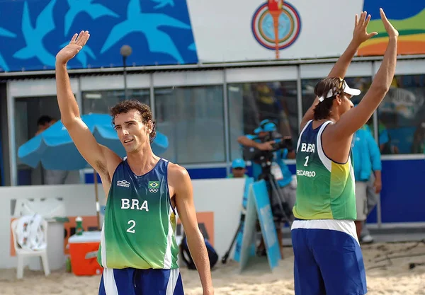Rio Janeiro Brazil July 2007 Players Brazil Beach Volleyball Emanuel — Stock Photo, Image