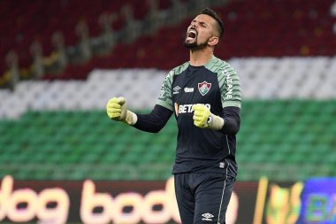 Rio de Janeiro, Brezilya, 24 Kasım 2021 Flüt takımının kalecisi Marcos Felipe Brezilya 'nın Maracan Stadyumu' nda oynanan maçta Internacional 'a karşı oynamıştır..