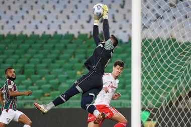 Rio de Janeiro, Brezilya, 24 Kasım 2021 Flüt takımının kalecisi Marcos Felipe Brezilya 'nın Maracan Stadyumu' nda oynanan maçta Internacional 'a karşı oynamıştır..