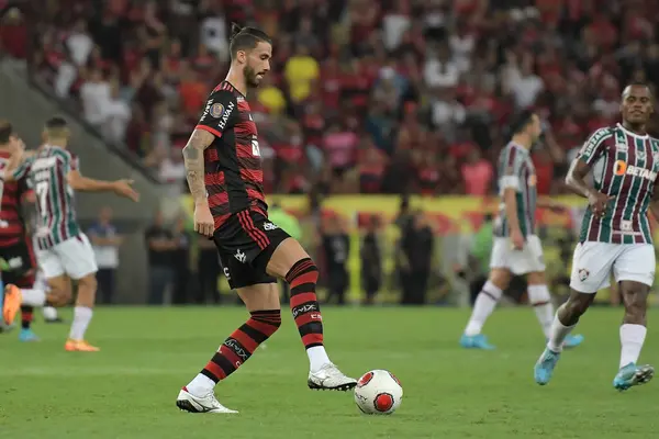 Rio Janeiro 2022 Flamengo Atltico Jogadores Durante Uma Partida Contra — Fotografia de Stock