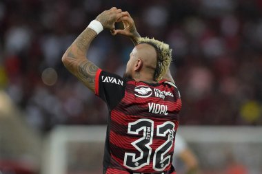 Rio de Janeiro, Brazil,July 30, 2022. Football player Arturo Vidal of flamengo celebrates his goal, during the game Flamengo x Atltico-GO for the Brazilian Championship at maracan stadium.