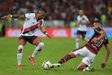 Rio de Janeiro,Brazil,July 30, 2022.Football player Leo Pereira of the Atltico-GO team, during the game Flamengo x Atltico-GO for the Brazilian Championship at maracan stadium.