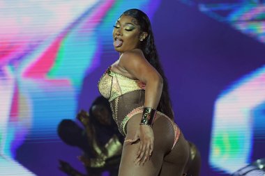 Rio de Janeiro, Brezilya, 11 Eylül 2022. Şarkıcı Mega Thee Stallion, Rio 2022 Rock 'taki gösterisi sırasında, Rio de Janeiro şehrinde.