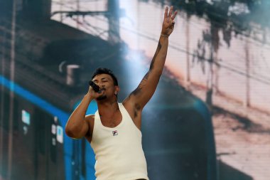 Rio de Janeiro, Brezilya, 2 Eylül 2022. Rio de Janeiro şehrinde, Rio 2022 Rock 'ta Metal Allegiance grubunun bir konserinde Amerikalı vokalist John Bush.