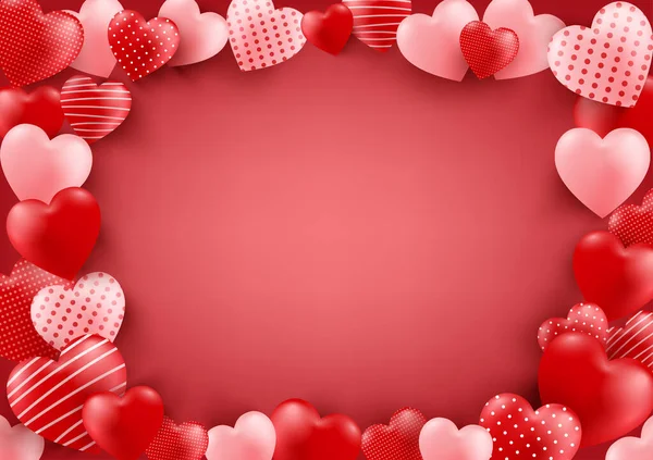 Valentine Day Poster Banner Lot Sweet Hearts Pink Red Background — Stock Photo, Image