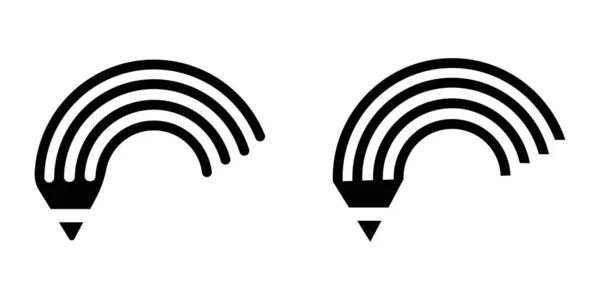 鉛筆からの半円のセット。手描き。幾何学的アイコン。創造的なロゴ。アートデザイン。ベクトルイラスト。ストック画像. — ストックベクタ