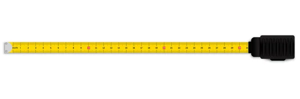 Ruban à mesurer jaune charpentier. Unités échelle. Illustration vectorielle. Image de stock. — Image vectorielle