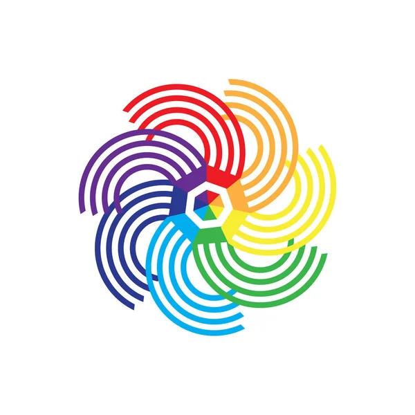 Polígono de lápiz. Fondo del arco iris. Elemento semicírculo curvado. Logo abstracto. Ilustración vectorial. Imagen de stock. — Vector de stock