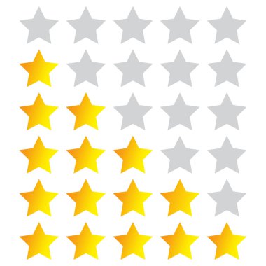 Altın ve beyaz reyting yıldızları belirlendi. Kazanan ödül işareti. Site tasarım elemanı. Oyun konsepti. Vektör çizimi. Resim yükle. 