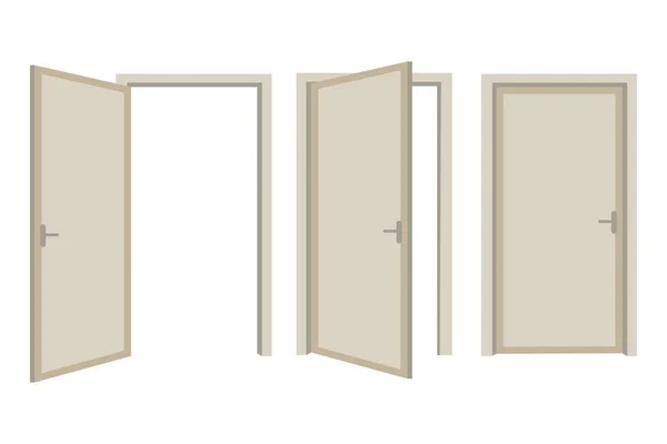 Portes intérieures. Ouvert et fermé. Élément de design d'intérieur. Entrée de maison. Image dessinée à la main. Illustration vectorielle. Image de stock. — Image vectorielle