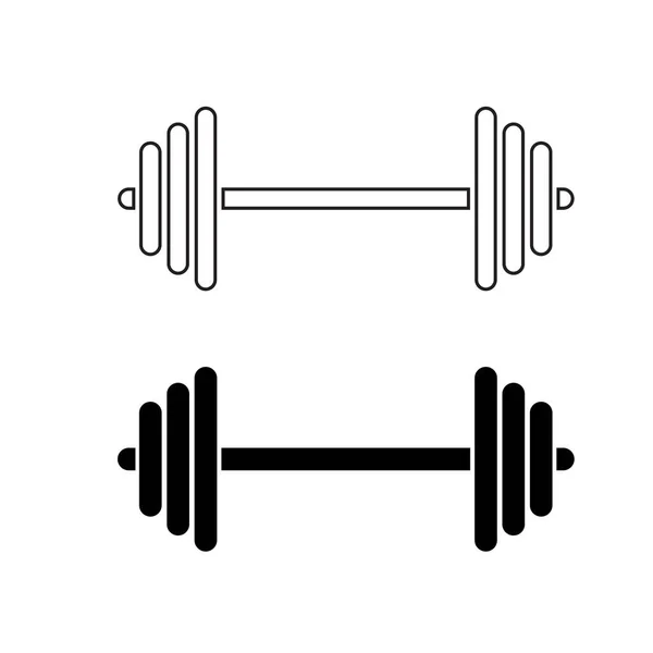 Barbell icon. Sport background. Gym logotype. Simple flat design. Freehand art. Vector illustration. Stock image. — Stock Vector