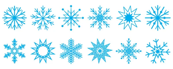 Set de copos de nieve. Temporada de invierno. Elemento decorativo navideño. Fondo de la naturaleza. Un patrón simple. Ilustración vectorial. Imagen de stock. — Vector de stock